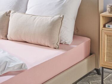 Cotton Fitted Sheet 140 x 200 cm Pink HOFUF