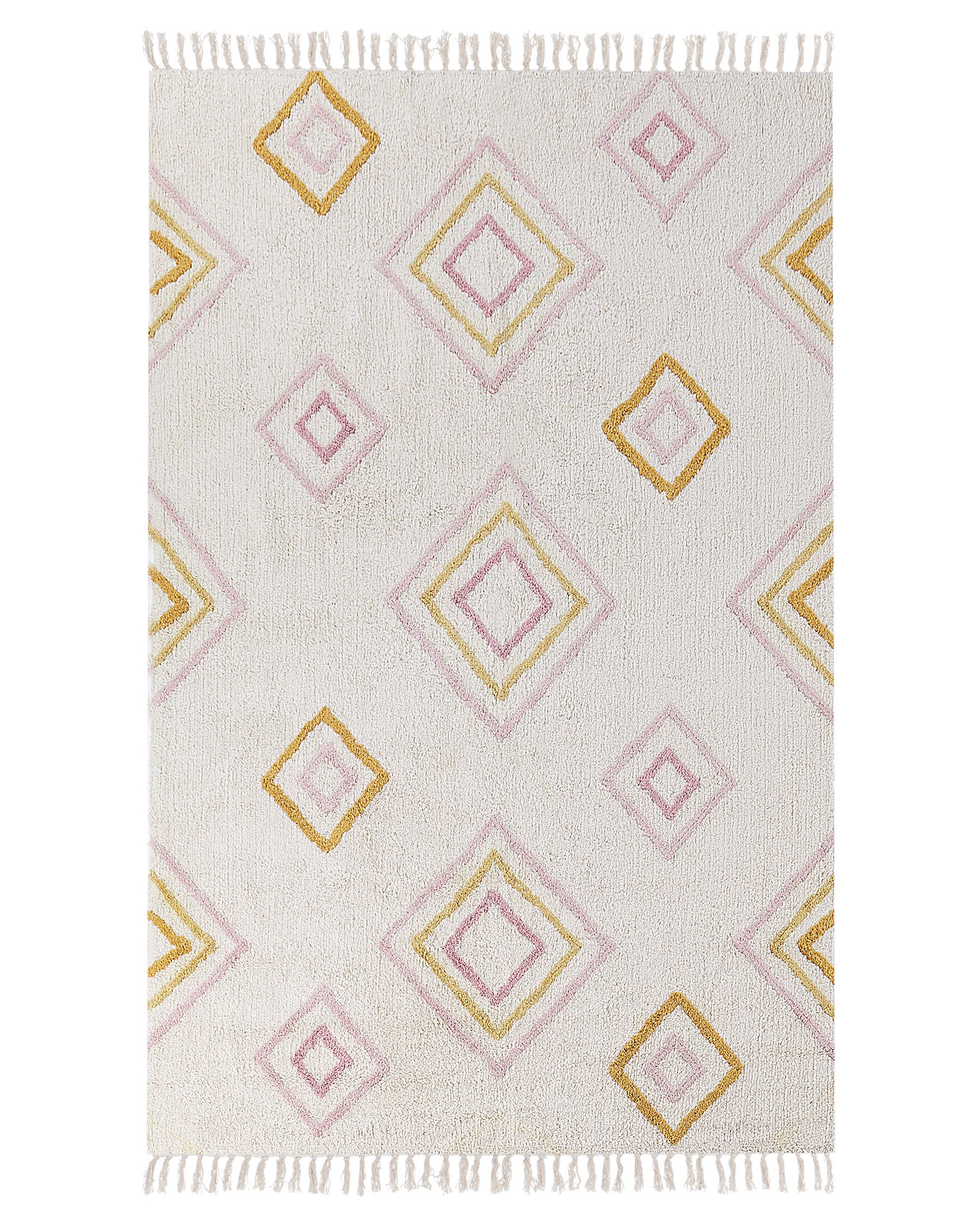 Bavlněný koberec geometrický vzor 140 x 200 cm krémová bílá LASHE_907998