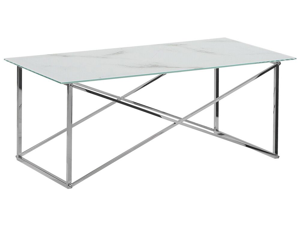 Couchtisch EMPORIA Sicherheitsglas Marmor Optik / Silber