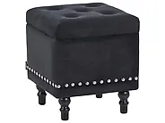 Pouf mit Stauraum LORETTO Samtstoff Schwarz_1186073