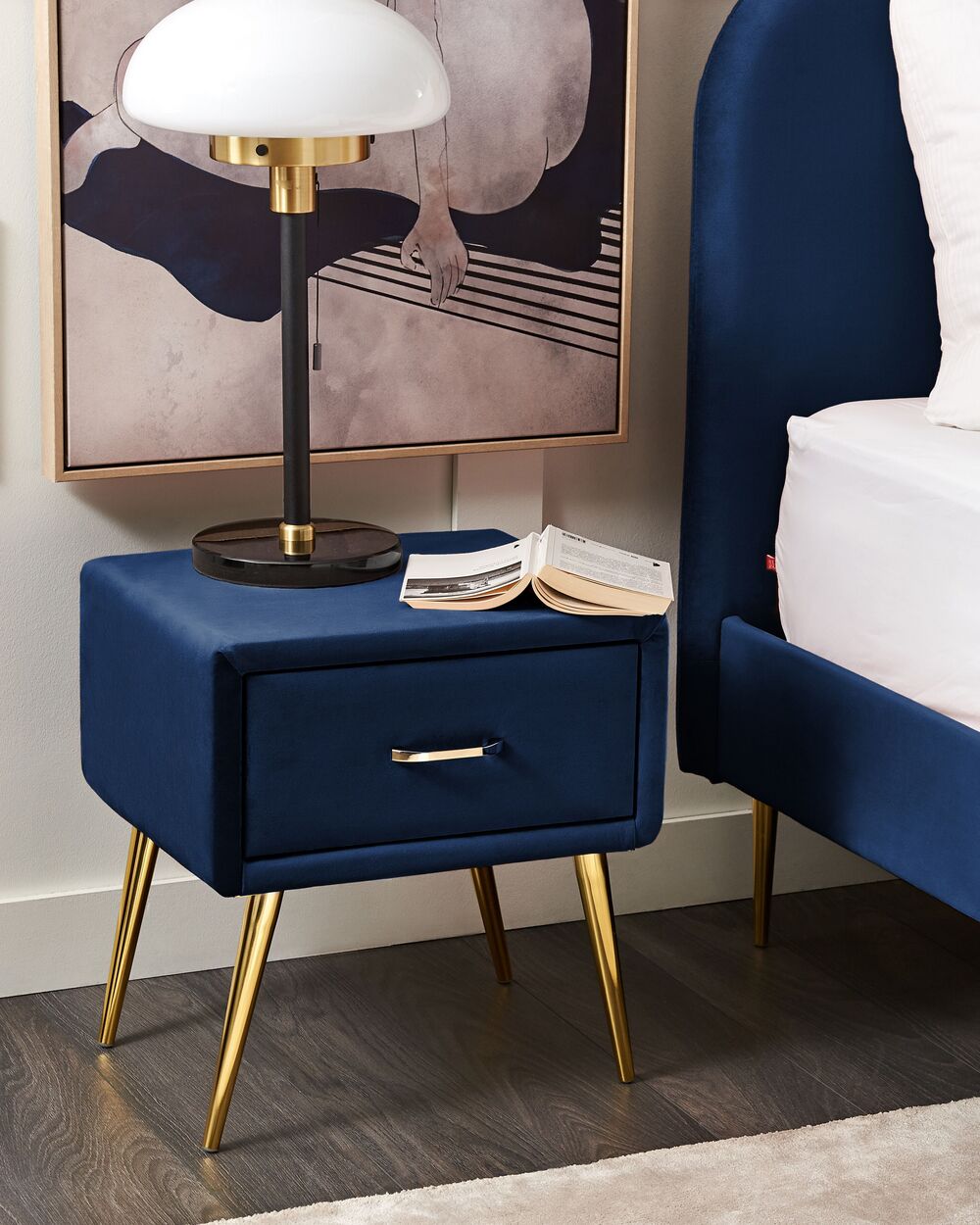 Blue gold bedside table shop