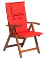 Zahradní dřevěná židle se světle červenou poduškou TOSCANA_696076