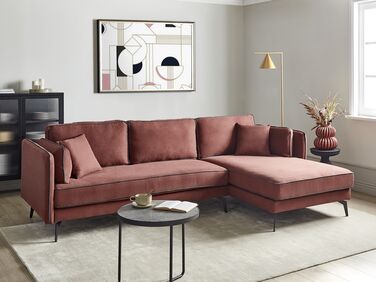 Left Hand Fabric Corner Sofa Burgundy ALTAN