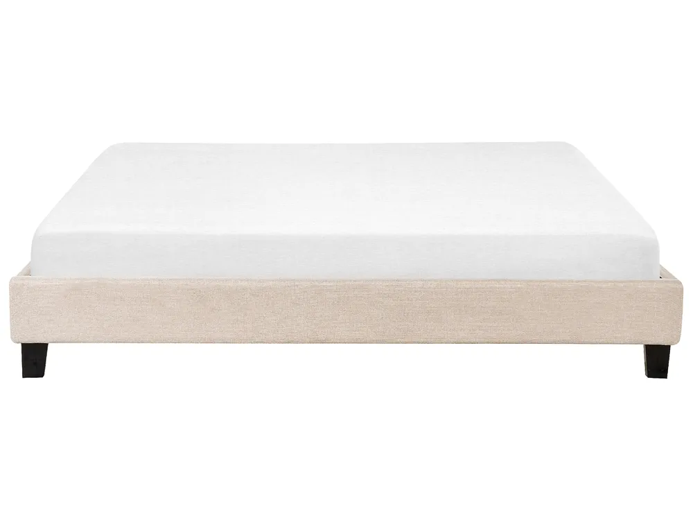Bed without Headboard Fabric ROANNE 180 x 200 cm (EU Super King) Beige_724135
