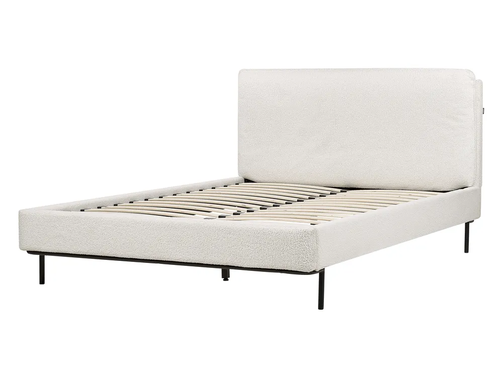 Letto Bouclé CORIO 140 x 200 cm Bianco sporco_903228