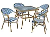 Conjunto de comedor exterior 4 plazas CASPRI Ratán sintético Azul/Blanco
