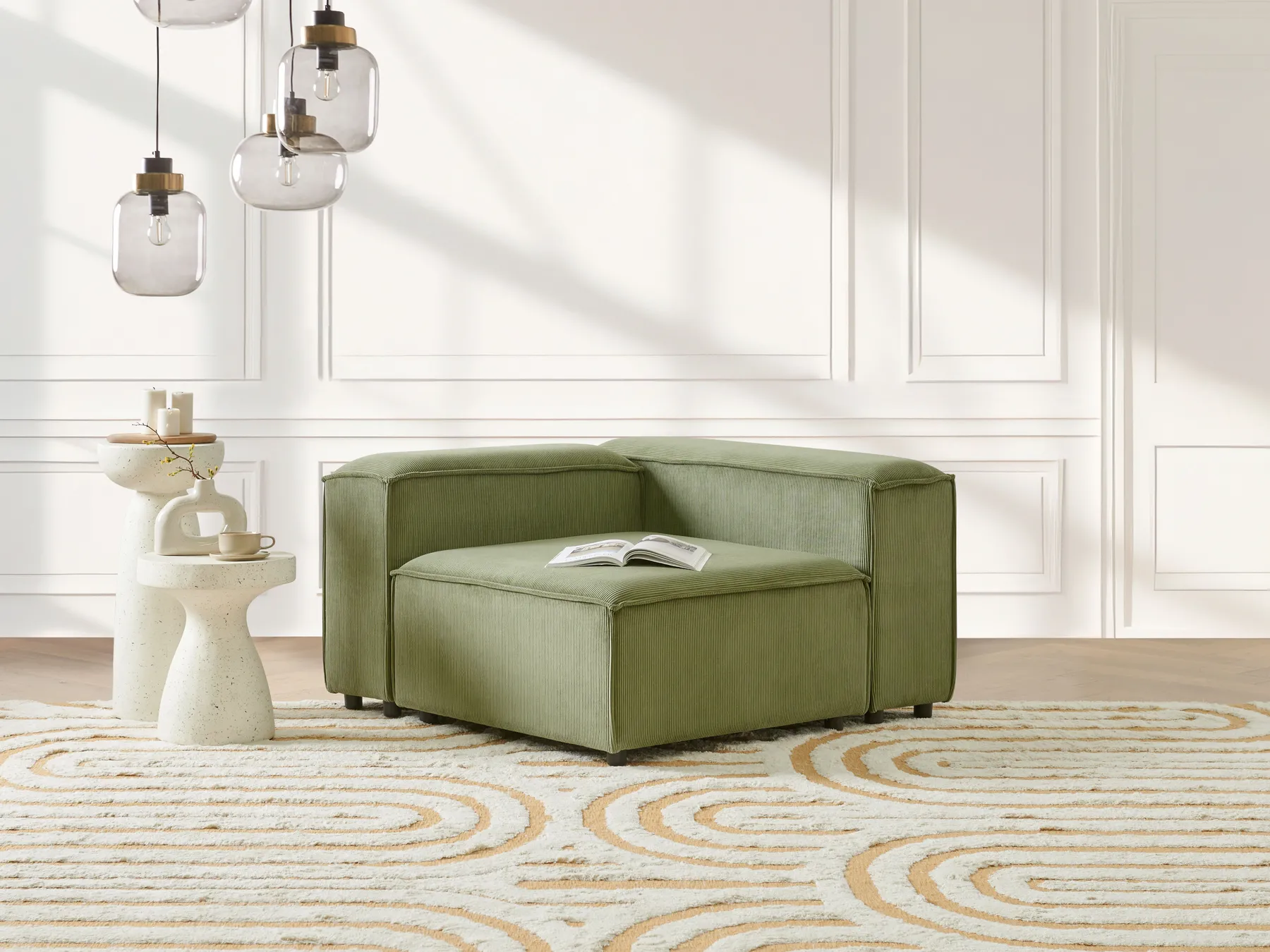 Corner Seat ARDAL Corduroy Green Left Hand_947316