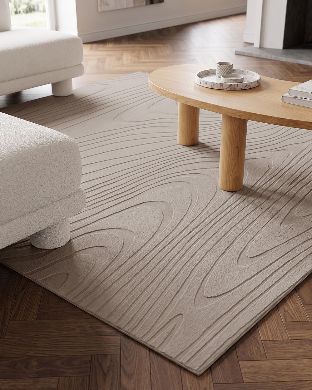 Faux Fur Rug ONTAKE Beige 160 x 160 cm
