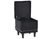 Pouf mit Stauraum LORETTO Samtstoff Schwarz_1186078