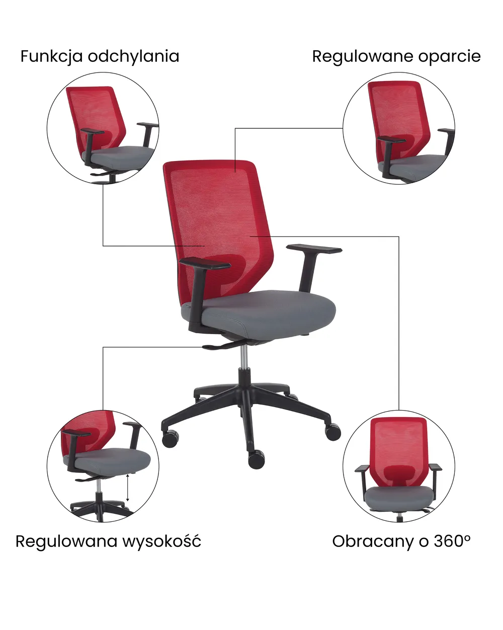 Krzesło biurowe VIRTUOSO Czerwony_1073404