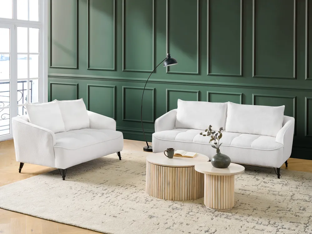 Sofa 3 Seater HOBRO Boucle White_943820