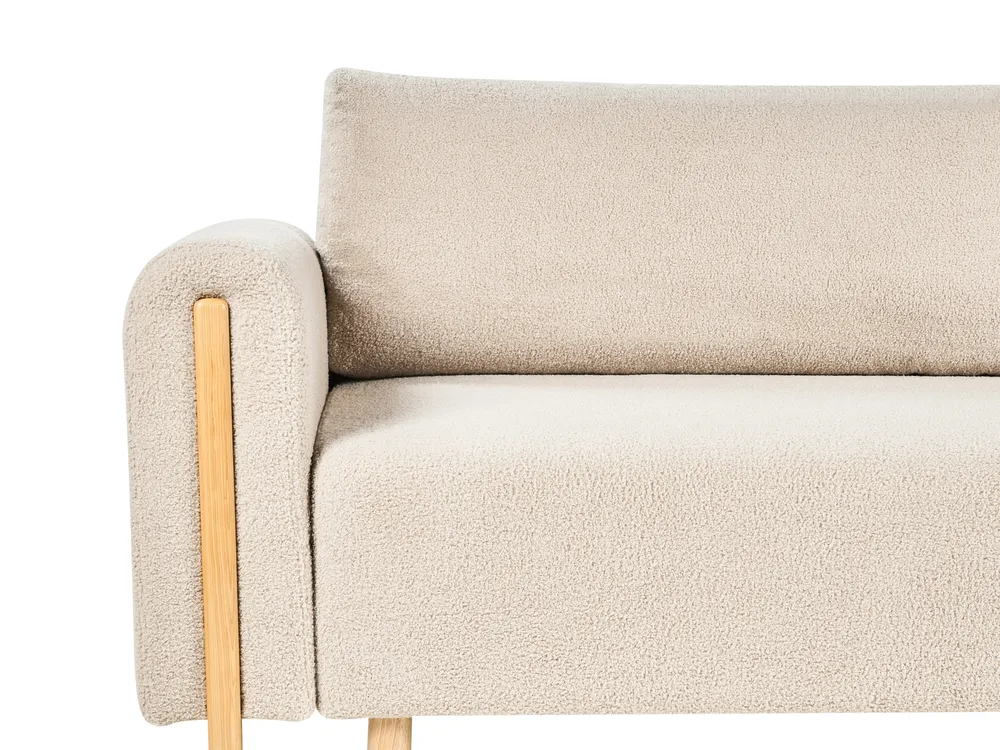 Sofa Bed 3 Seater KVAM with Storage Boucle Light Beige_1021833