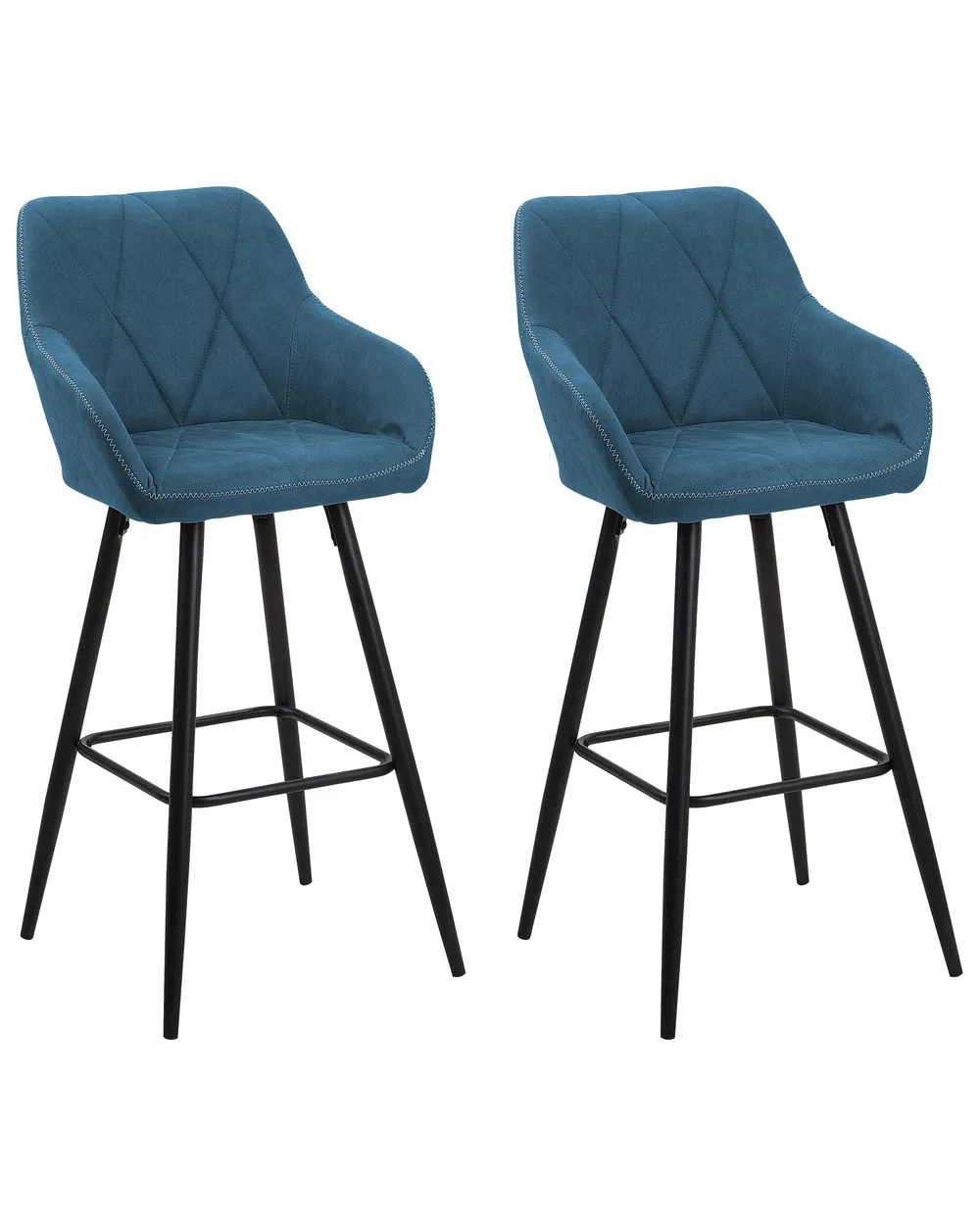 Set of 2 Bar Chairs DARIEN Sea Blue
