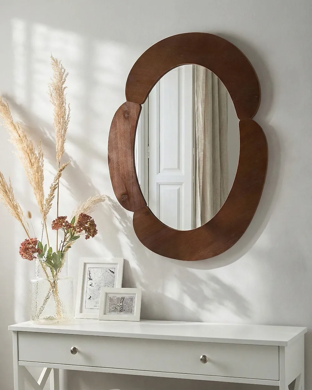 Wall Mirror ALVENA 60 cm 80 cm Dark Brown_1174584