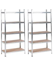 Set of 2 Garage Shelves XITTA 75 cm 150 cm Metal Silver_978830