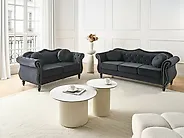 Sofa dla 2 osób SKIEN Welur Czarny_1171187