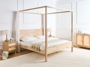 Four Poster Bed Wood HAUTERIVES 180 x 200 cm (EU Super King) Light Brown_1023234