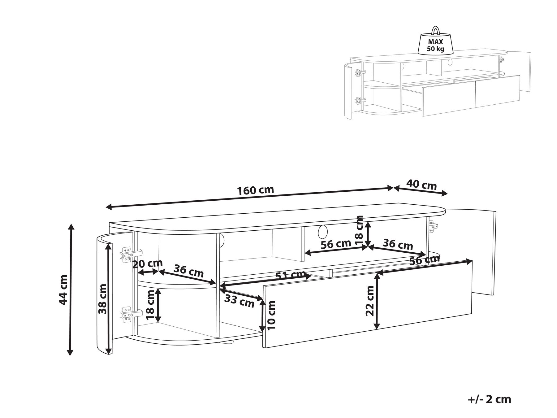TV Stand Light Wood and Black JEROME_843710