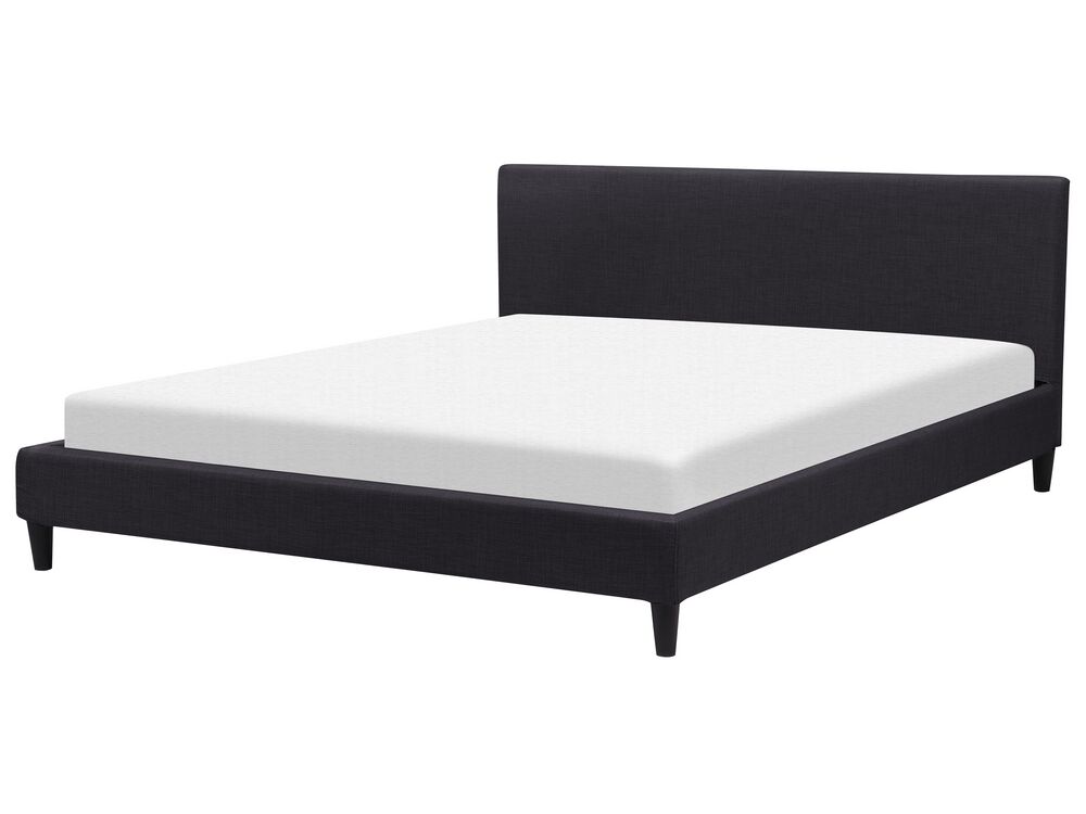 Lit avec sommier Tissu FITOU 180 x 200 cm Noir