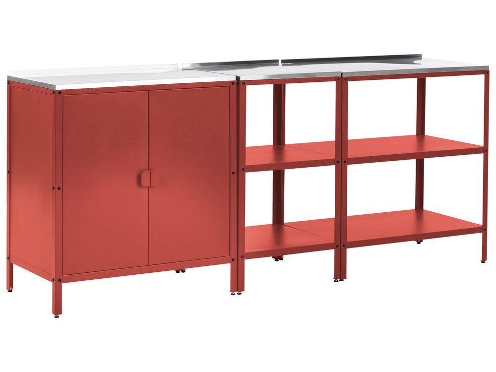 3 Piece Outdoor Kitchen Set VILAMA Red Metal