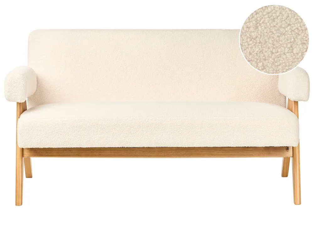 Sofa dla 2 osób TAMRE Boucle Złamana biel/ jasny brąz