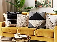 Set di 2 cuscini KHORA 50 x 50 cm Cotone Nero Trama geometrica_1179841