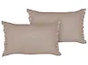 Set of 2 Decorative Cushions SASSAFRAS 30 x 45 cm Linen Light Brown Solid