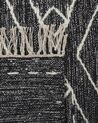 Teppich Baumwolle schwarz / weiss 140 x 200 cm geometrisches Muster Kurzflor KHENIFRA_831113