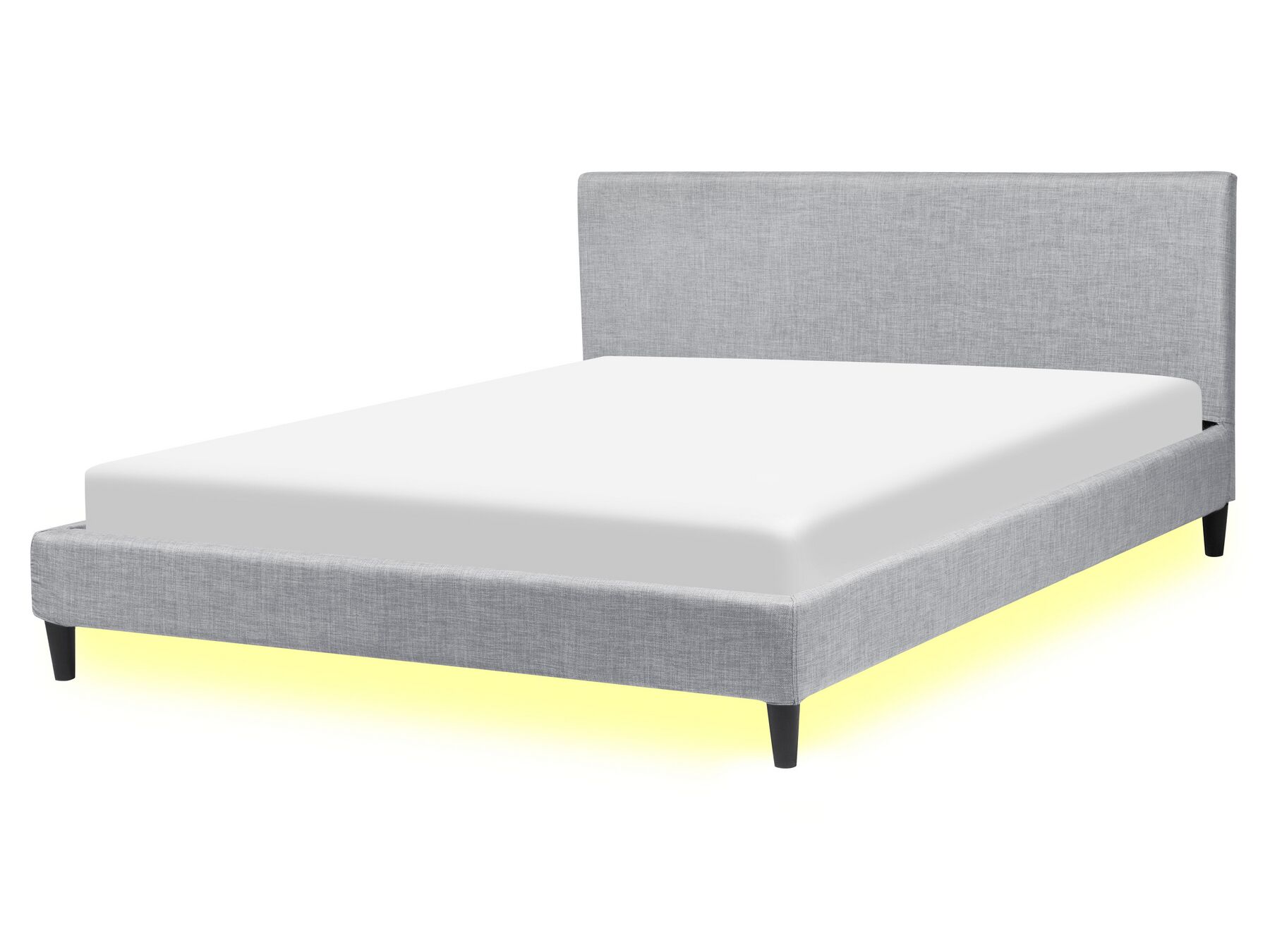 Čalúnená posteľ s bielym LED osvetlením 160 x 200 cm svetlosivá FITOU_796166