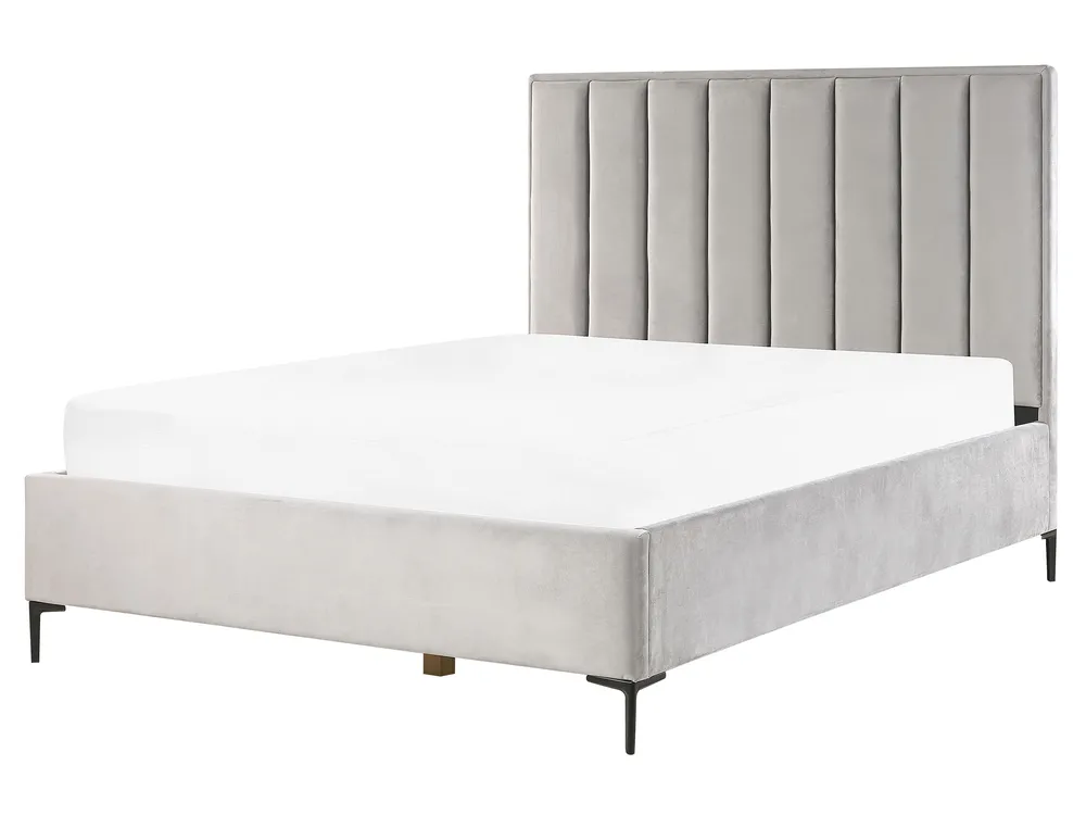 Lit ottoman SEZANNE Velours Gris clair 160 x 200 cm_795503
