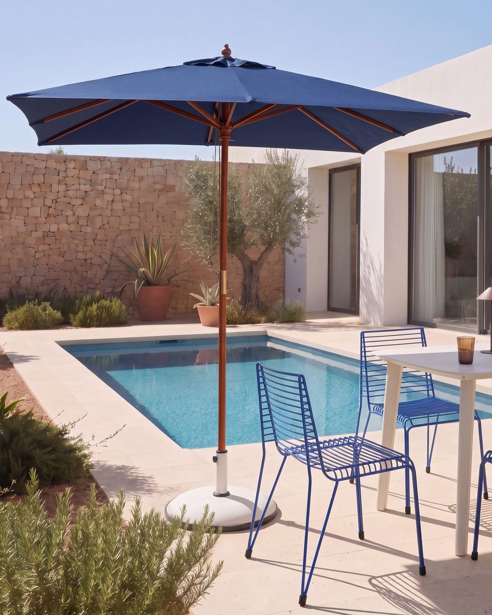 Market Parasol 195 cm FLAMENCO Navy Blue
