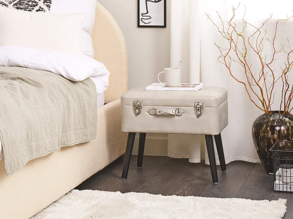Storage Stool MALLARD Faux Leather Beige