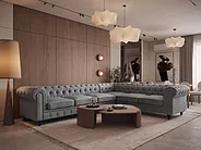 Narożnik dla 6 osób CHESTERFIELD Szary Lewostronny_1151259