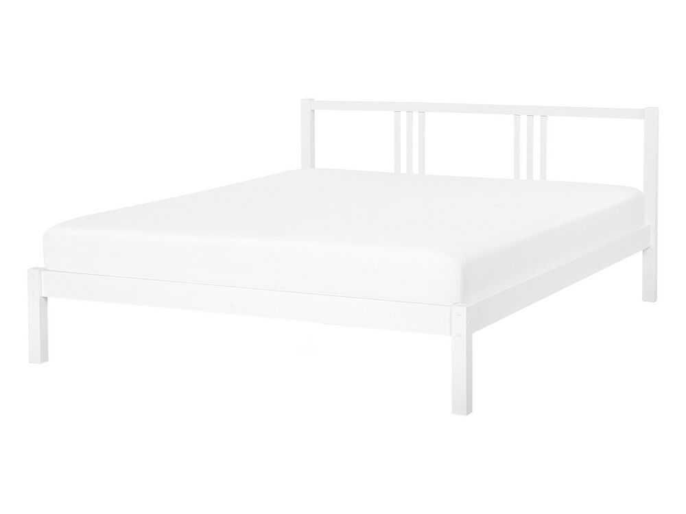 Bed Pine Wood VANNES 140 x 200 cm (EU Double) White