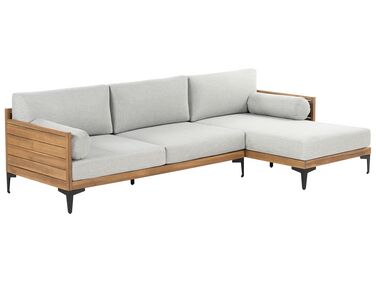 4 Seater Certified Acacia Wood Garden Corner Sofa Grey CAVEZZO