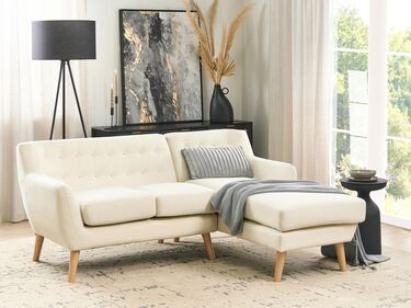 Left Hand Fabric Corner Sofa Light Beige MOTALA