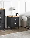 2 Drawer Bedside Table SHILLINGTON Pine Wood Brown/ Black