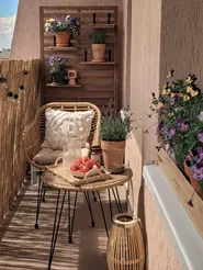 Bistro Set with Cushions TROPEA II PE Rattan Natural_829571