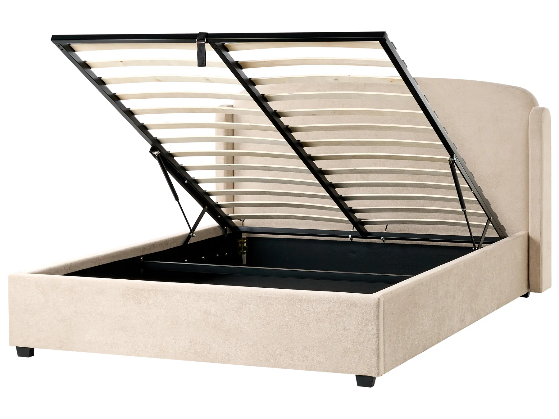 Ottoman Bed BERNAY Fabric Taupe 160 x 200 cm (EU King Size)_1025722