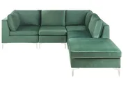 Modular Corner Sofa 4 Seater EVJA with Ottoman Velvet Green Left Hand_789571