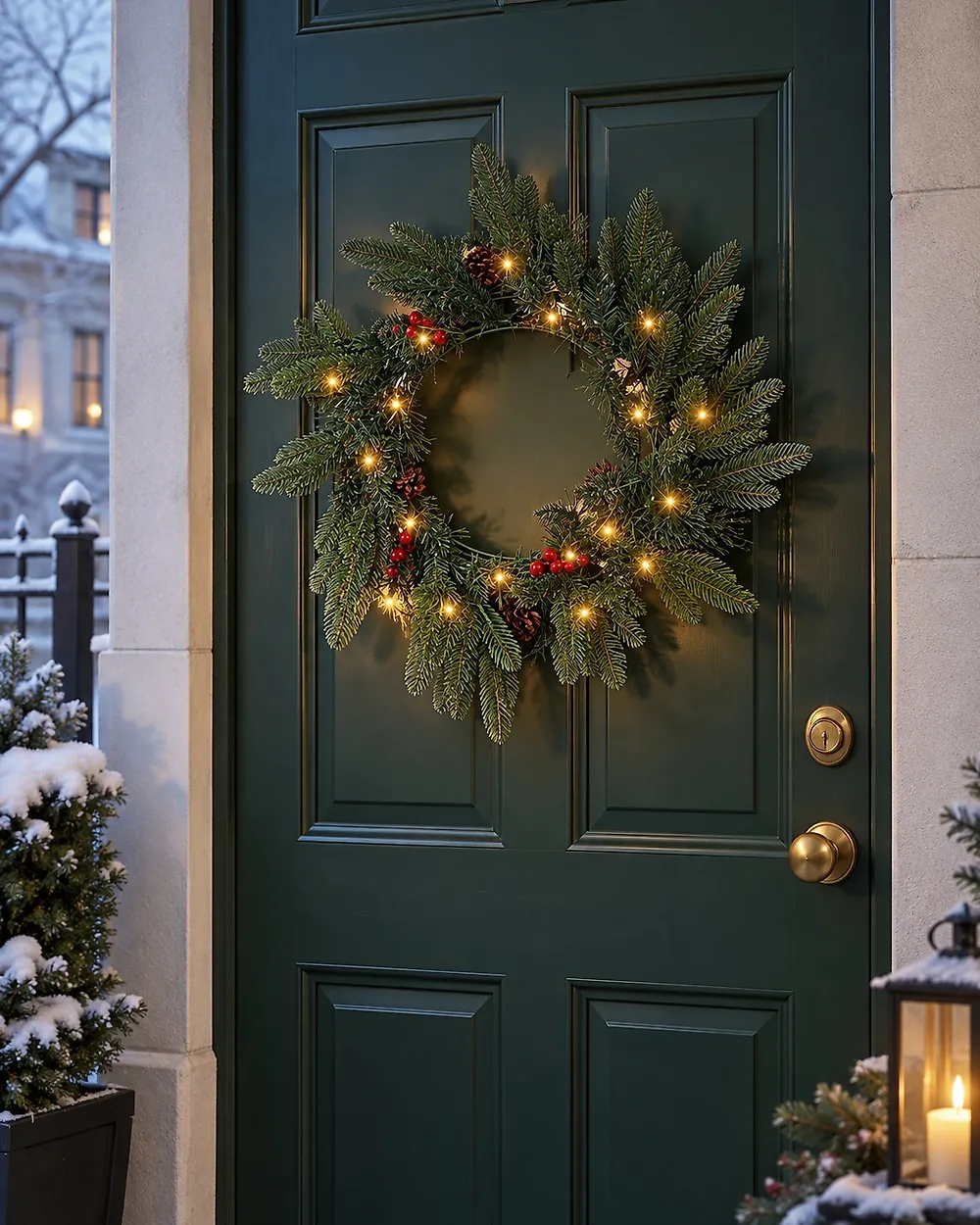Weihnachtskranz LED WHITEHORN 50 cm Dunkelgrün