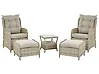 Garden Lounge Set with Table and Ottoman 2 Seater PONZA PE Rattan Beige