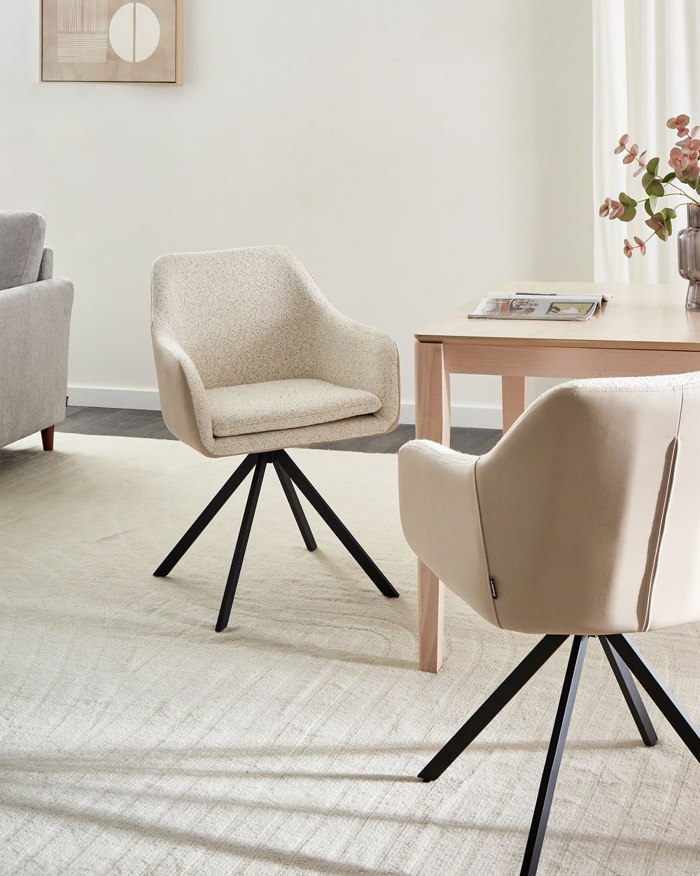 Esszimmerstuhl 2er Set LITHIA Bouclé Hellbeige
