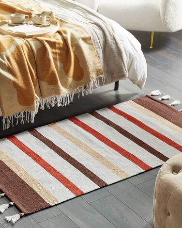 Cotton Area Rug 80 x 150 cm Brown and Beige HISARLI