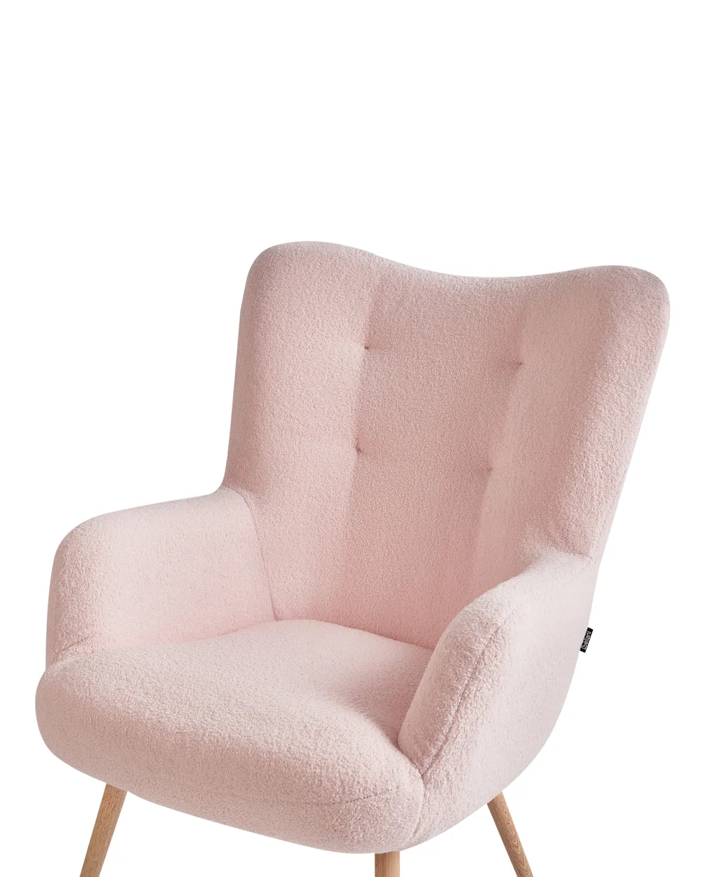 Poltrona Wingback VEJLE con poggiapiedi Bouclé Rosa pastello_966600