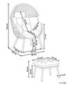 Gartensessel mit Hocker Rattan naturfarben Auflagen cremeweiß MURANO_932896