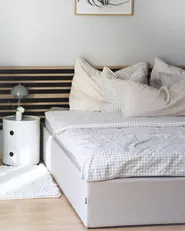 Ottoman Bed without Headboard DINAN Fabric Light Beige 160 x 200 cm (EU King Size)_983625