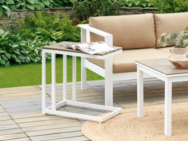 Garden Side Table Light Wood and White MESSINA