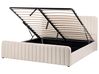 Ottoman Bed LUNAN Velvet Beige 180 x 200 cm (EU Super King)