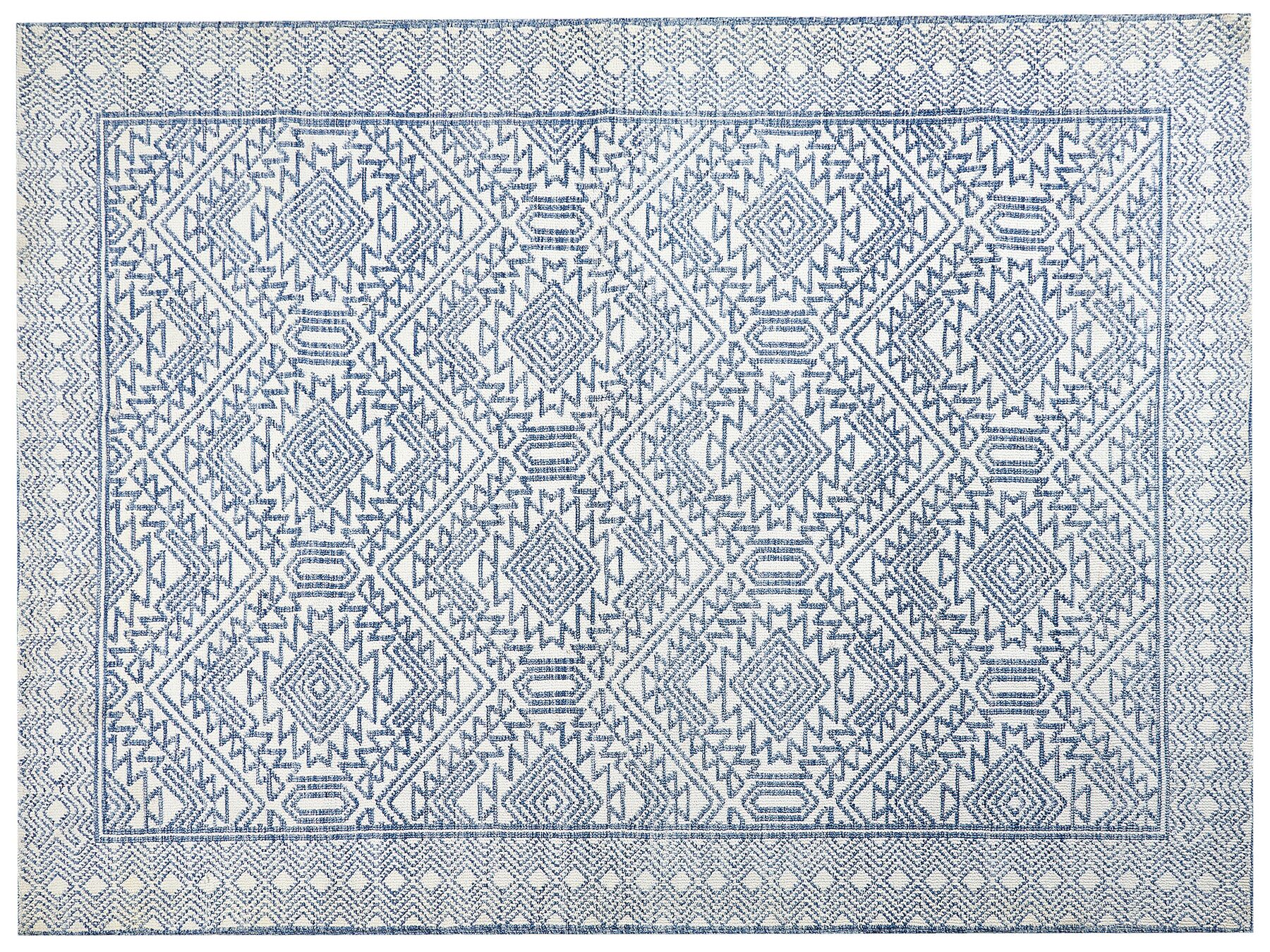 Tapis en laine bleu et blanc 300 x 400 cm KAWAS_883939